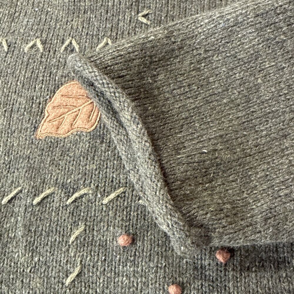 GrandmaCore Vtg 90s Autumn Harvest Cardigan Sweater 2X Embroidery Pumpkin Angora - Picture 8 of 12